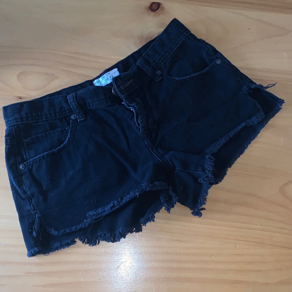 Free people black denim shorts size 26